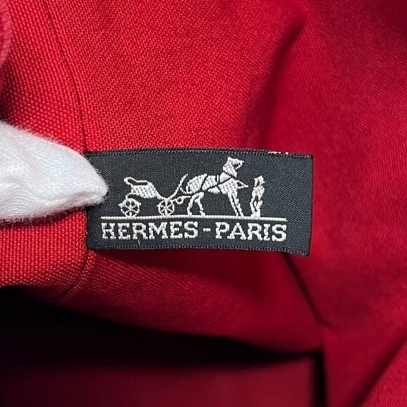Hermes Draw String Backpack Porochon Mimir PM Red Cotton main image 8